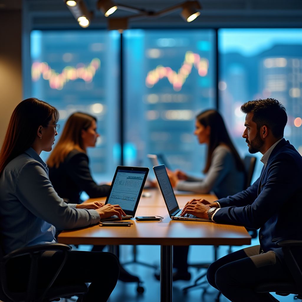 Equipo financiero trabajando